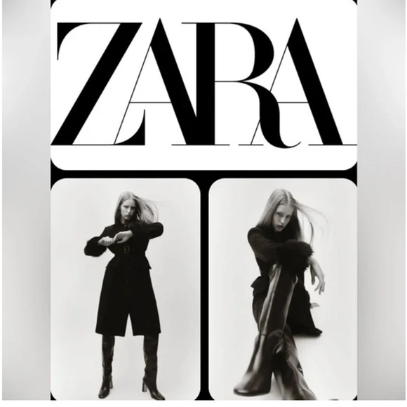 ZARA BLACK LEATHER OVER THE KNEE BOOTS ZIP & BLOCK HEEL Size US-7 / EU 37 - Picture 13 of 16